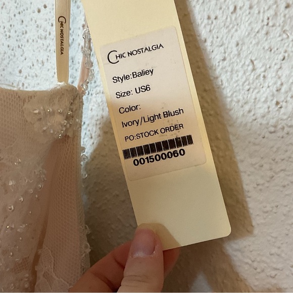 NWT Chic Nostalgia Bailey Ivory Blush Mermaid Wedding Dress Size 6 - Picture 10 of 16